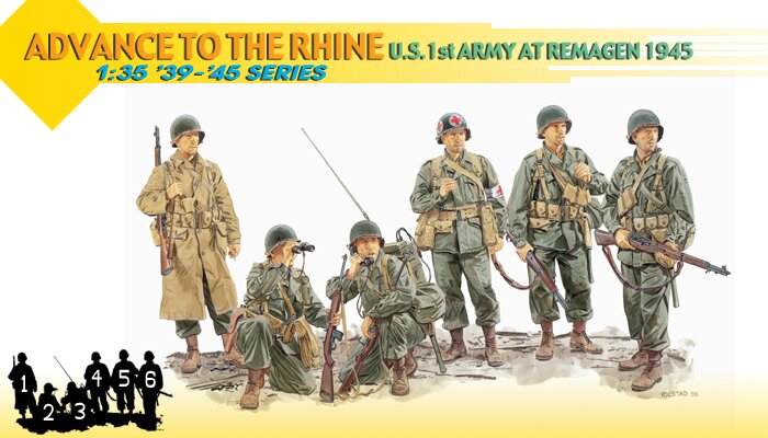 Сборная модель - Солдаты ADVANCE TO THE RHINE (U.S. 1st ARMY AT REMAGEN 1945)