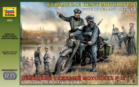 Сборная модель - Немецкий тяжелый мотоцикл Р-12 с водителем и офицером